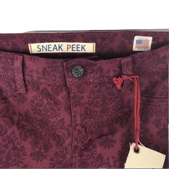 Sneak Peek Red Pattern Skinny Jeans size 3 junior - Picture 7 of 8